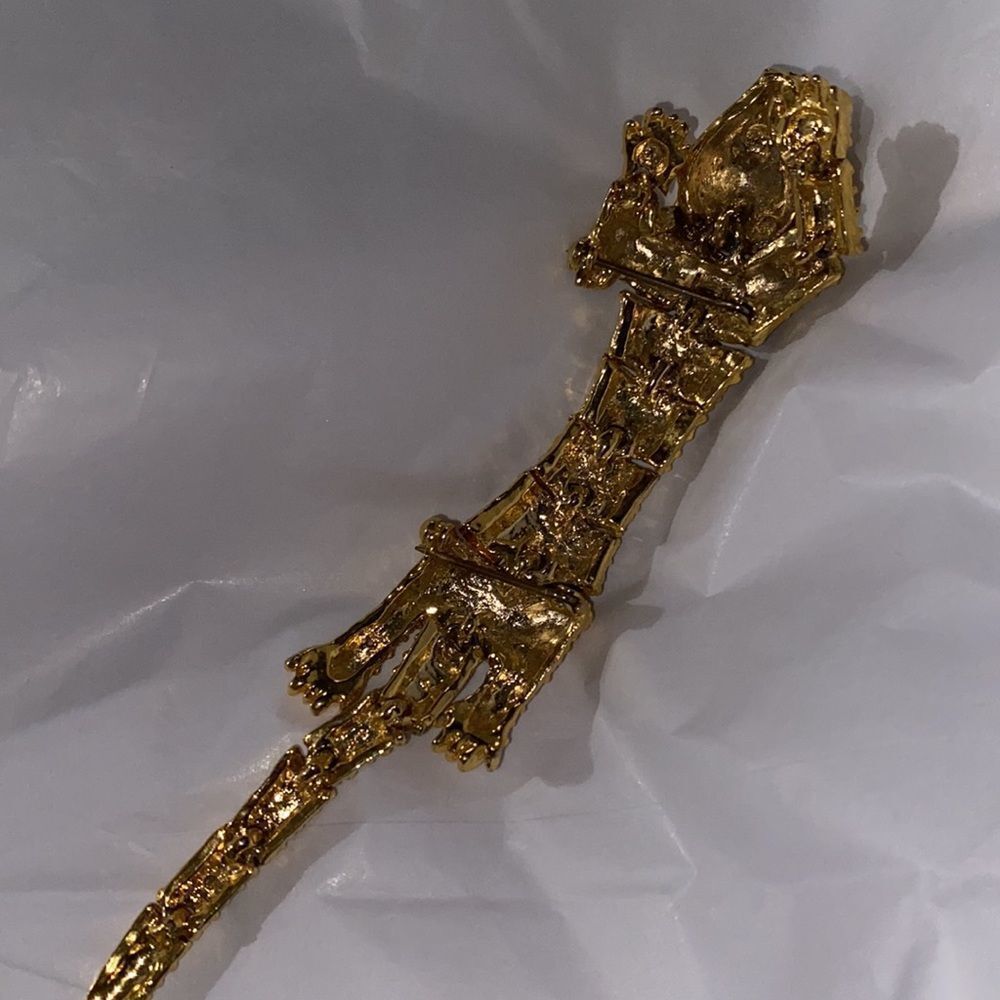 Vintage Articulated Leopard Pin Gold with Green Glass Eyes - Picture 9 of 12